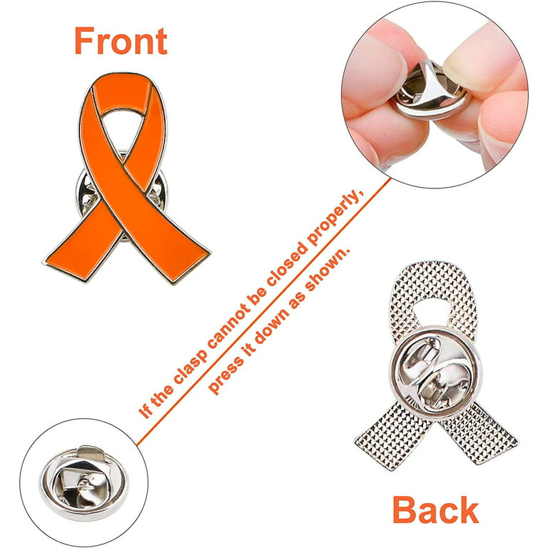 Orange Ribbon Awareness Jewelry Lapel Pin - Orange Gun Violence Metal Lapel  Pin - Orange Leukemia Cancer Awareness Brass Lapel Pin