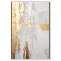Glory of Gold Canvas Elegant White and Gold Art by Art Remedy, Silver Frame, 36" x 54"