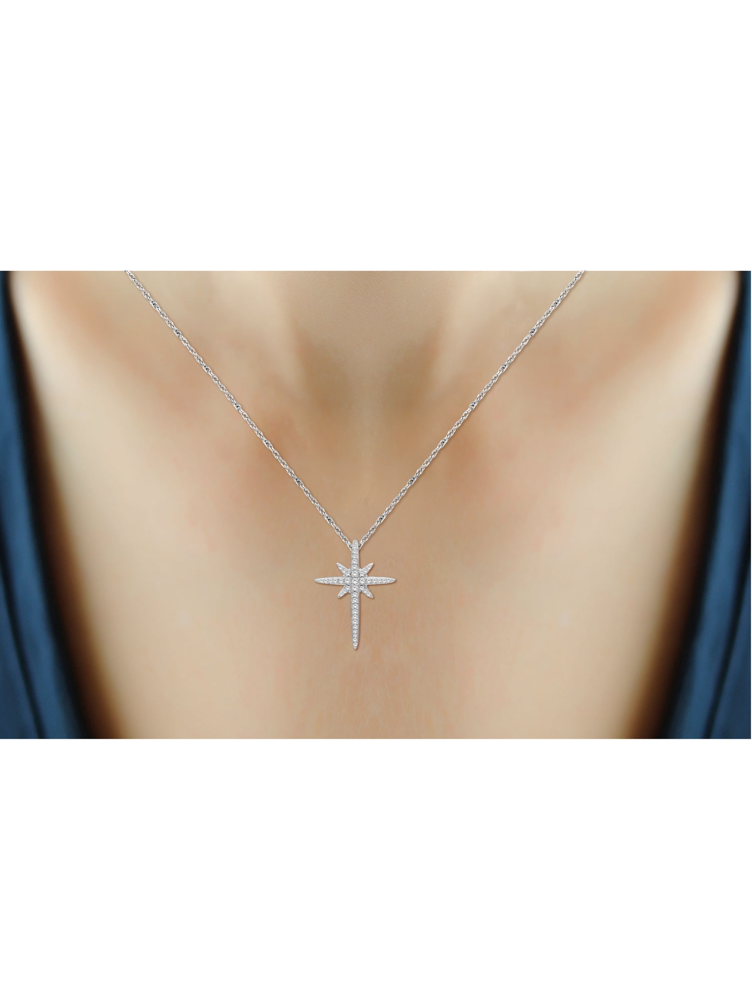 JewelersClub Sterling Silver 0.20 CTW Diamond Cross Pendant Necklace for Women White Diamonds + 18” Rope Chain Included JewelersClub Sterling Silver