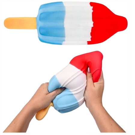 Jumbo 7.87 Inch Red White Blue Popsicle Squishy Toy, Large Slow Rising Stress Relief Squishies, Non-Toxic Foam Squeeze Sensory Fidget Toy for Kids Adults
