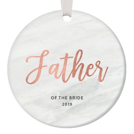 Daddy Daughter Christmas Ornament Father of the Bride Ornament 2019 Christmas Keepsake Engaged Daughter Daddy Present Bridal Shower Party Wedding Favors Rehearsal Dinner Ideas Sleek Rose Gold Marble 3