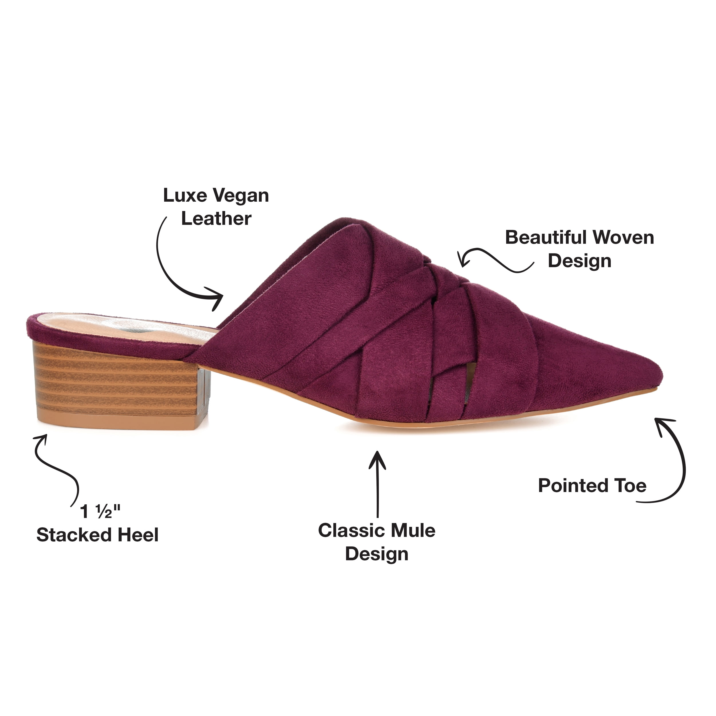 Journee Womens Kalida Slip On Pointed Toe Mules Flats
