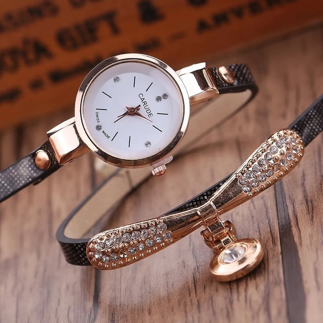 Reloj Mujer Brazalete Dama Pulsera Dije Cristal Malubero Vinil