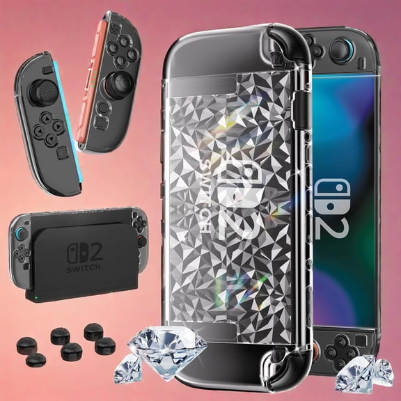 HEYSTOP Switch 2 Case for Nintendo Switch 2 Accessories(2025), Protective Case with Screen Protector, Switch 2 Transparent Cover with Protective Film and Grip Cover,AntiScratch and Shock Absorption