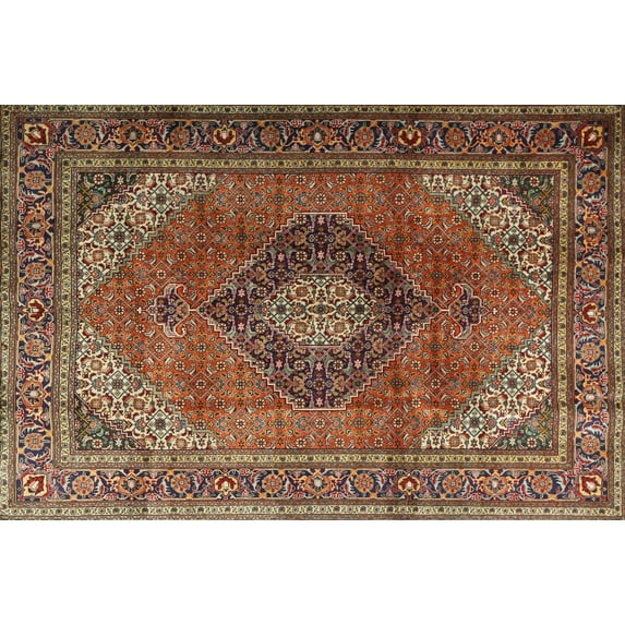Ahgly Company Machine Washable Indoor Rectangle Traditional Saffron Red Area Rugs, 5' x 7'