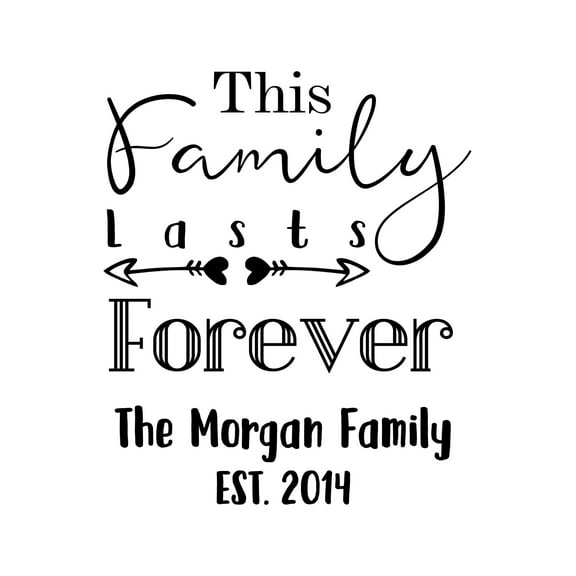 Darling Souvenir This Family Lasts Forever Burlap Print Wall Decor Personalized Housewarming Gift-Burlap Print Only(8 x 10 Inches)