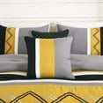 thumbnail image 6 of Chezmoi Collection 7-Piece Turmeric/Black/Silver Gray/White Modern Stripe Zigzag Embroidery Comforter Set, California King, 6 of 9