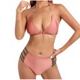 thumbnail image 2 of BSDJILFG Cute Swimsuits for Women Cute Summer Bikinis Halter Full Coverage Push Up Bra and Ribbed Knit High Waisted Swimwear Bottom, 2 of 7