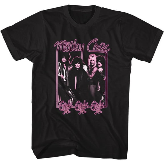 Motley Crue Girls Girls Girls Neon Black Adult T-Shirt M