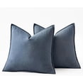 thumbnail image 7 of Decorative Linen Pillow Covers 18x18 Inch Blue Ashes Boho Farmhouse Neutral Couch Throw Pillows for Bed Pack of 2 Accent Modern Pillowcase Sofa Livingroom Home Decor, 7 of 7