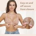 thumbnail image 4 of Exerin Racerback Full Figure Underwire Women's Front Close Bra Seamless Unlined Bra(Beige,38DD), 4 of 6