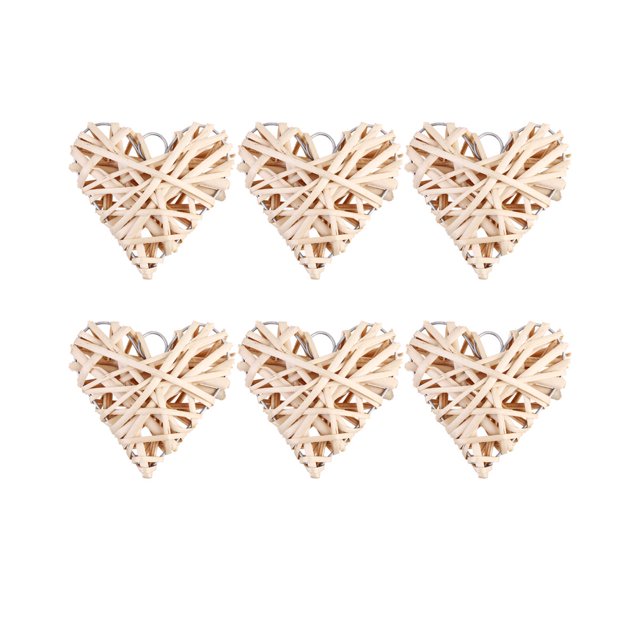 6PCS Willow Woven Pendant Heart-shaped Rattan Woven Hanging Pendants Personality Heart-shaped Rattan Woven Pendants Large Colorful Hanging Decorations Size 10CM