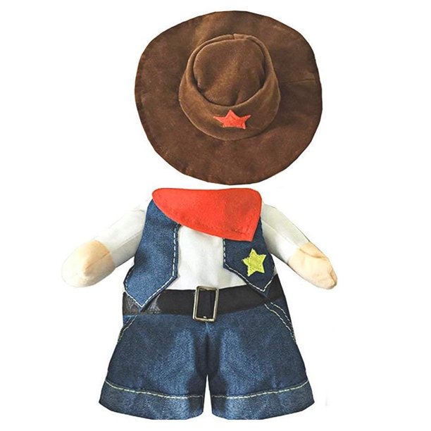 Disfraz de perro vaquero con sombrero, ropa para perros, disfraces de Halloween para gatos y perros pequeños