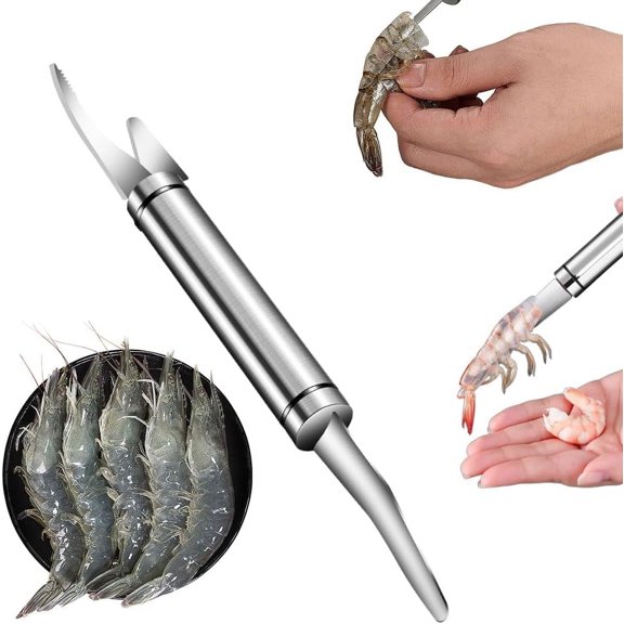 5 In 1 Multifunctional Shrimp Line Fish Maw Knife, New Stainless Steel Shrimp Deveining Tool Fish Scale Remover, Upgrade Portable Efficient Shrimp Peeler and Deveiner Tool (1)