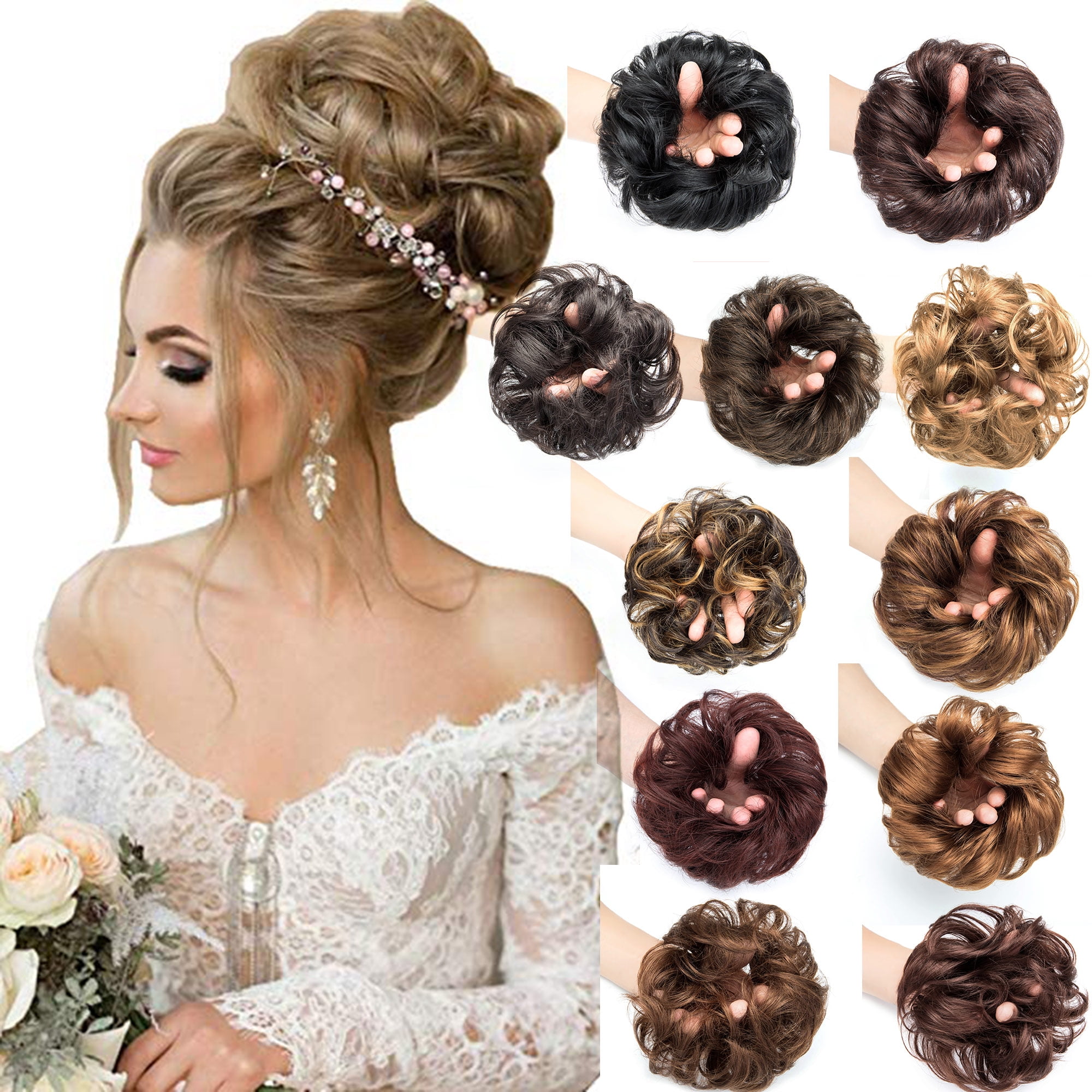 Florata Hair Bun Extensions Curly Messy Updo Donut Chignons