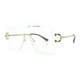 thumbnail image 5 of Oversize Luxury Hip Hop Gangster Swagger Rimless Racer Shield Eyeglasses [Light Gold], 5 of 7