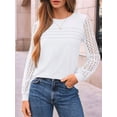 thumbnail image 3 of Long Sleeve Shirts for Women Dressy Casual Lace Tops 2025 Fall Outfits Business T-Shirts Work Blouses Clothes White L, 3 of 6
