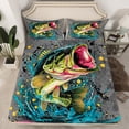 thumbnail image 2 of jejeloiu Bass Big Fish Twin Sheet Sets,Pike Fish Twin Fitted Sheet,Hunting And Fishing Flat Sheet For Boys Teens,Luxury Bedroom Decor,3 Pieces, 2 of 7