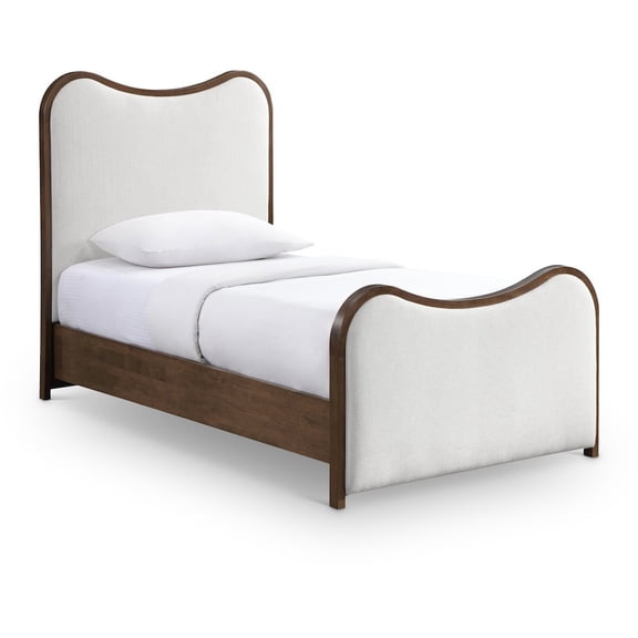 Meridian Furniture Arvada Cream Linen Textured Fabric Upholstered Twin Bed