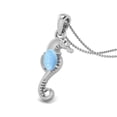 thumbnail image 2 of 7X5mm Oval Larimar 925 Sterling Silver Seahorse Fish Women Valentines Day Gifts Gift Necklace, 2 of 4