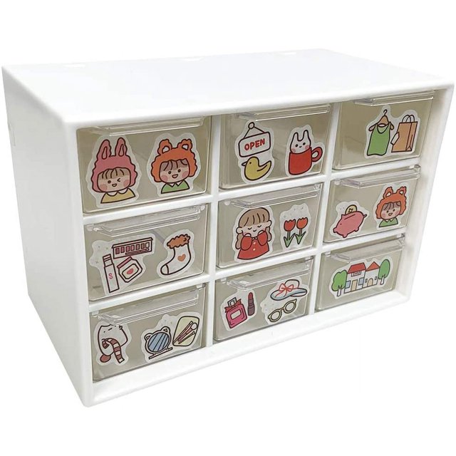 Mini organizador de cajones de plástico, organizadores de artesanía y almacenamiento utilizados en el escritorio, tocador en el hogar o la oficina, 9 cajones extraíbles Ormromra WRJM-639-1