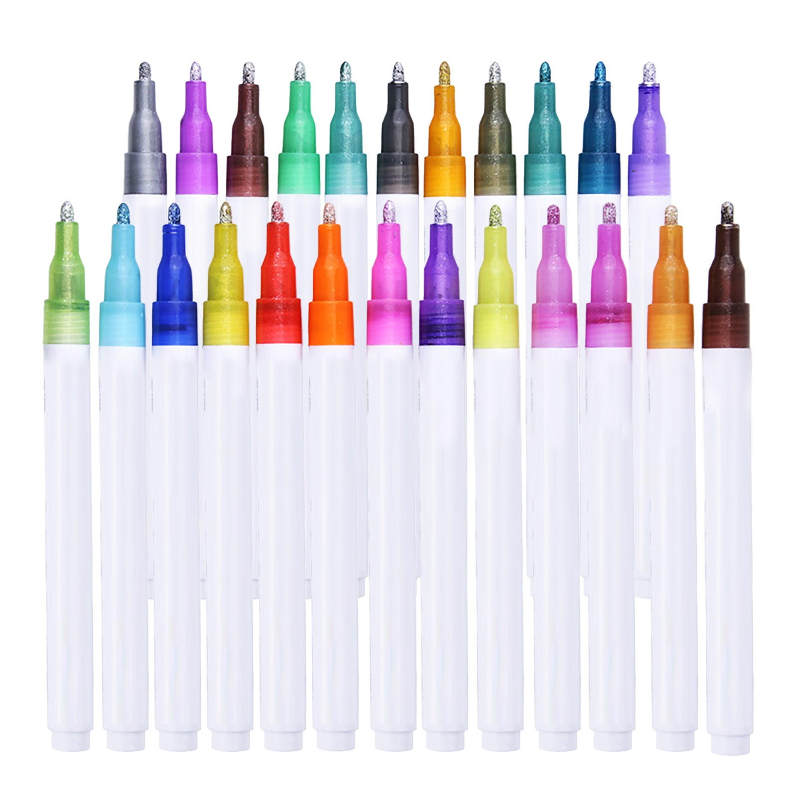 24Pcs Double Line Outline Markers – Outline Shimmer Markers & Metallic Markers, Outline Markers Self-Outline Metallic Markers, Art Pens for Holiday Decor