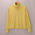 thumbnail image 3 of ManxiVoo Women's High Neck Pure Cotton Sweatshirt Long Sleeve Versatile Solid Color Casual Winter Pullover M Size Yellow, 3 of 9
