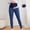 Blue, variant on qelini Plus Size Maternity Jeans Stretchy for Women High Waist Belly Support Pants Pockets Elastic Full Length Pants