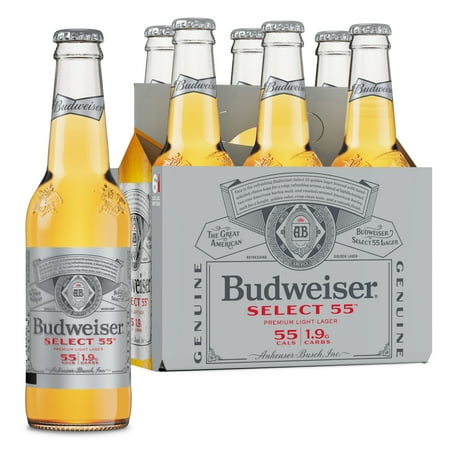 Budweiser Select 55 American Lager Beer 6 pack 12 fl oz Glass Bottles 2.4% ABV