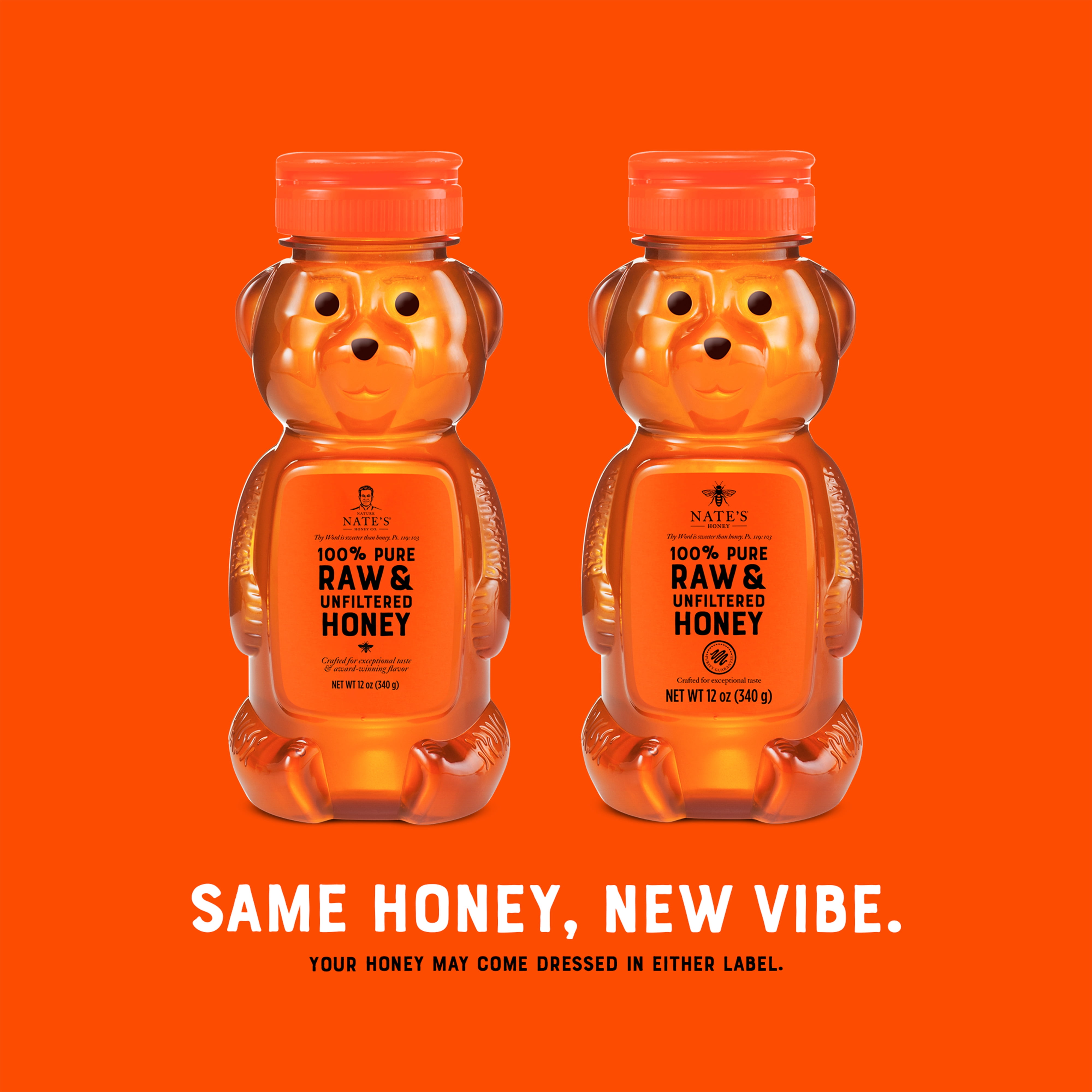 (6 pack) Nate's Honey: 100% Pure, Raw and Unfiltered Honey - 12 fl oz Bottle