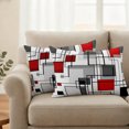 thumbnail image 2 of Red Grey Geometric Outdoor Pillow Covers, Waterproof Decorative Throw Pillowcases Set of 2, Abstract Art Modern Irregular Couch Cushion Cases with Zipper for Outside Patio Garden Sofa 20"x12", 2 of 9