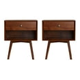 thumbnail image 5 of Walker Edison Mid-Century Walnut Solid Wood Nightstands, Set of 2, Walnut, 5 of 9