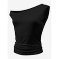 thumbnail image 2 of Women One Shoulder Ruched Crop Tank Tops Casual Off The Shoulder Twist Strap Summer Tanks Tops Going Out Crop Shirts, 2 of 5