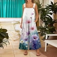 thumbnail image 4 of JULMCOMO Cotton Linen Jumpsuits for Women Wide Leg Floral Print Loose Fit Overalls Sleeveless Casual Summer Jumpsuit with Pockets Dark Blue M, 4 of 5