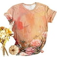 thumbnail image 6 of Fesfesfes Tops Women Fashion Summer Printed Regular Women Short Sleeves Round Neck Womens Yellow Tshirt M(US:6), 6 of 6