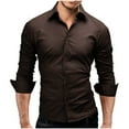thumbnail image 6 of Men's Slim-fit Long-sleeved Solid Color Simple Formal Shirt, 6 of 9