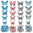 thumbnail image 1 of Pegatinas de mariposas holográficas al por mayor - 160 piezas, transparentes, brillantes, con contornos de lámina dorada 3D para manualidades., 1 of 4