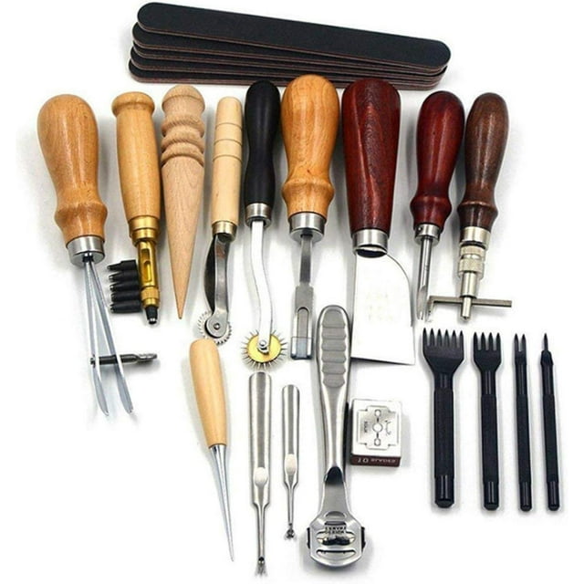 Kit de Artesanía de Cuero, Herramientas de Trabajo de Cuero Profesional Herramientas de Artesanía de Cuero Tallado DIY Hecho A Mano Groover Kits de Herramientas de Cuero