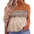 thumbnail image 1 of CHUANK Womens Summer Off Shoulder Leopard Print Bandeau Strapless Blouse Tops, 1 of 5