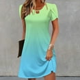 thumbnail image 2 of Women's Casual A-Line Dress Summer Beach Tshirt Dress Short Sleeve Flowy Sundresses Green M, 2 of 5