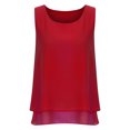 thumbnail image 5 of YYDGH Women's Chiffon Double Layered Tank Tops Summer Sleeveless Crew Neck Casual Blouses Shirts Red XXL, 5 of 7