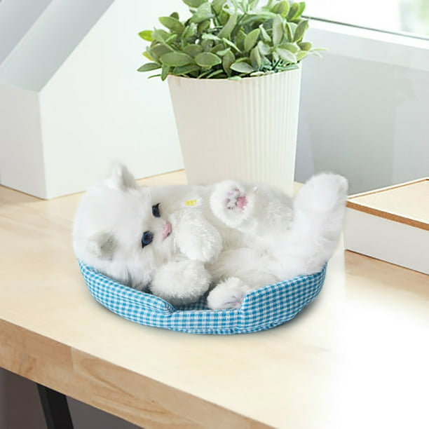 Gatito De Peluche Realista Que Maúlla, Ideal Para Decorar El Hogar, La Oficina, Estanterías O El Coche. Muñeco De Peluche Interactivo Con Sonido.