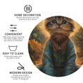 thumbnail image 3 of Honeii Sunflower Meditating Cat print Leather Coaster Set of 4, ideal for safeguarding your furniture from drinks spills and effortless cleanup-Round Shape, 3 of 6