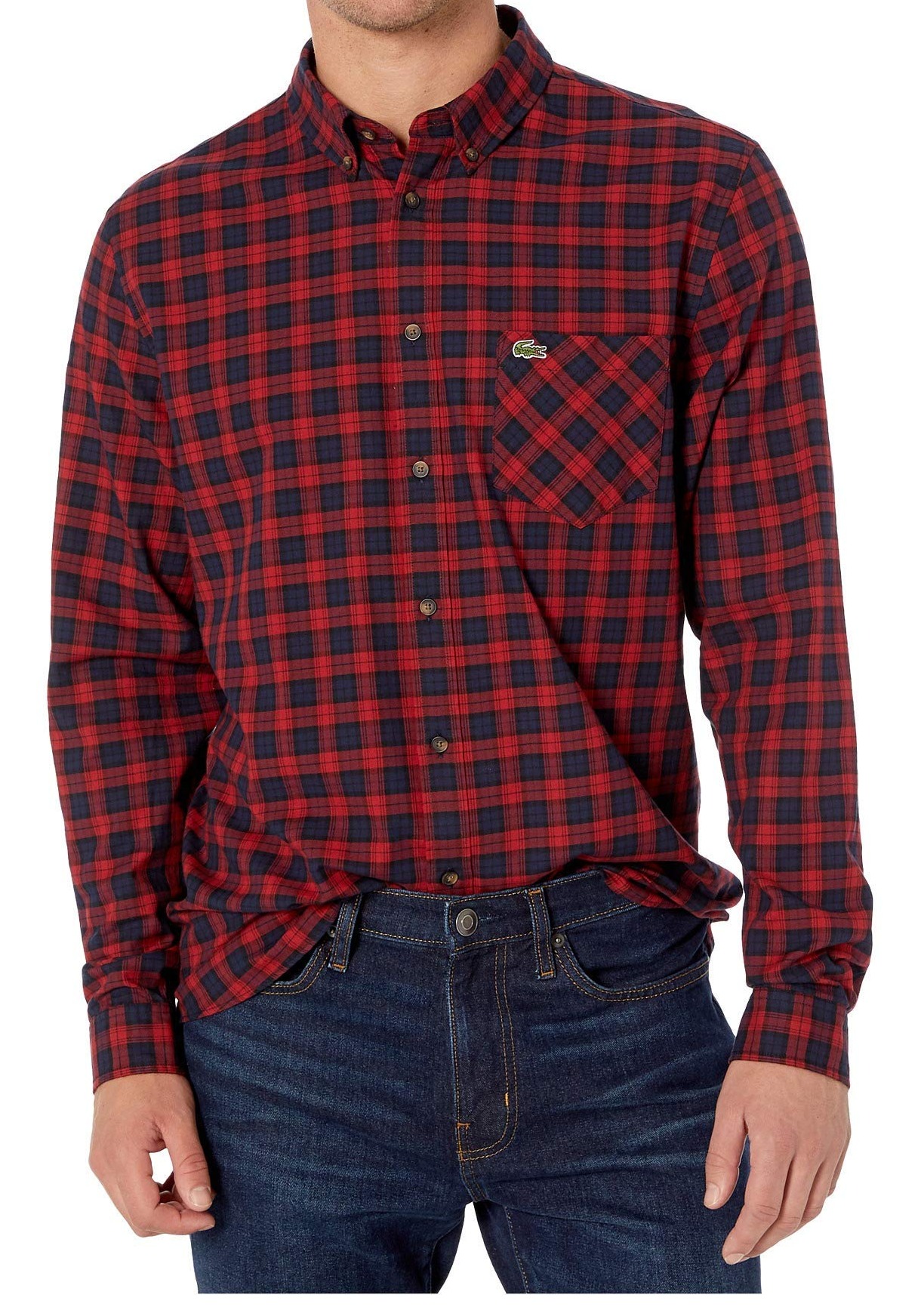 Small Checkered Plaid Woven Button Down 