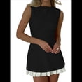 thumbnail image 2 of Vestido Elegante de Fiesta para Mujer, Ajustado, con Cuello Redondo, Plisado, Sin Mangas, con Patchwork, para Oficina y Fiestas Negro S, 2 of 6