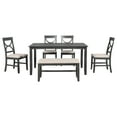 thumbnail image 4 of BTMWAY Dining Room Table Set for 6, New Upgraded Solid Wood Dining Table Set with Upholstered Bench and 4 Dining Chairs, Farmhouse Style Wooden Kitchen Table and Chairs, Rectangular Dinette Set, Gray, 4 of 12