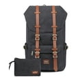 thumbnail image 1 of Mochila KAUKKO de viaje escolar flexible 22L para portátil 15 Lienzo Negro E5-1black2pcs, 1 of 1