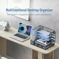 thumbnail image 5 of INTIGE Desk Organizer with File Holder, 5-Tier Mesh Paper Letter Tray Organizer with Pen Holder and Drawer, Desktop Organizer and Storage with 3 Tilted File Sorter, Black, 5 of 7