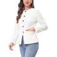 thumbnail image 4 of INSPIRE CHIC Women's Crewneck Button Down Long Sleeve Blazer Jacket White L, 4 of 6