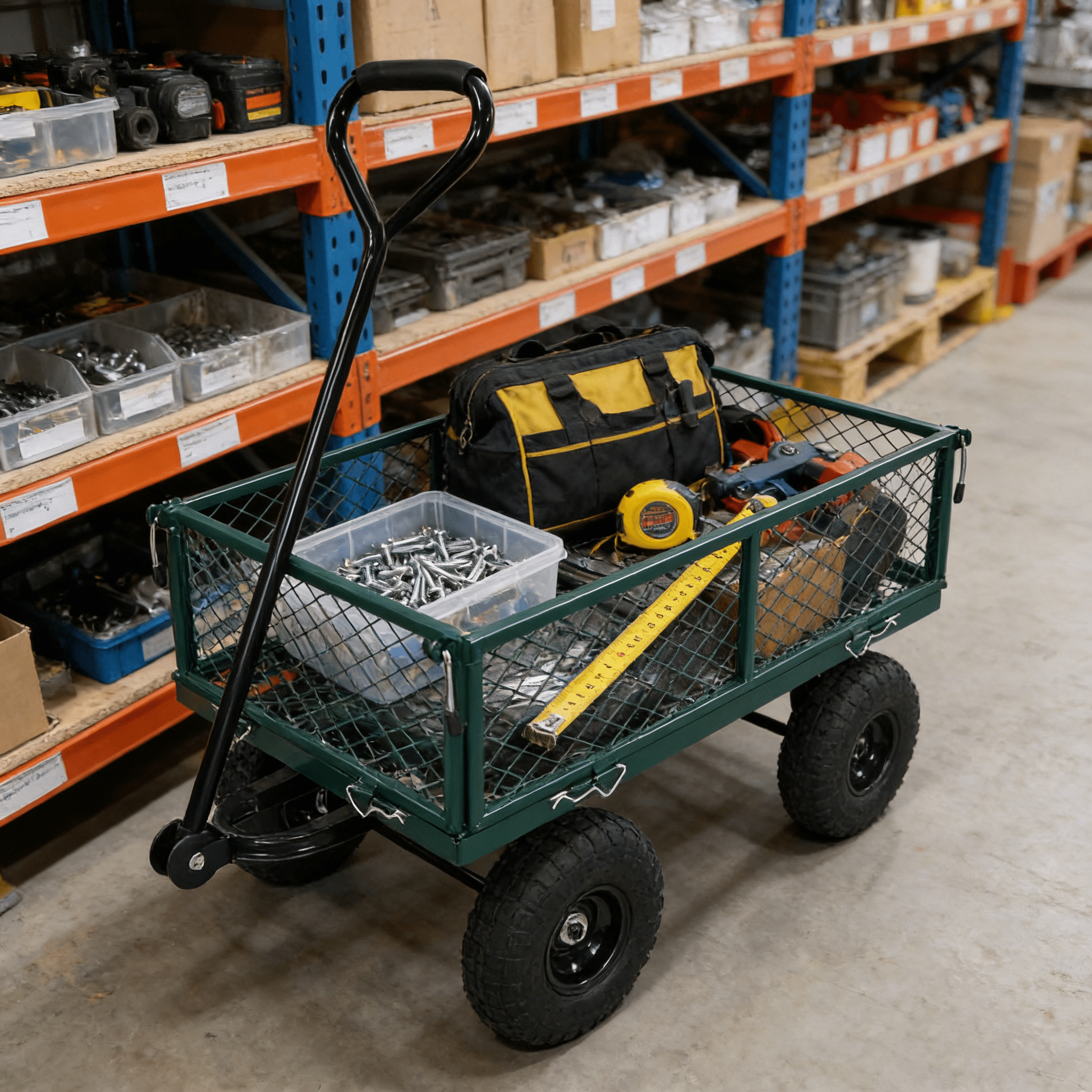 550lbs Foldable Garden Wagon Cart, Green Utility Truck with 10" Pneumatic Tires, 4-Side Removable Mesh & 180° Rotating Handle, Heavy-Duty Steel Frame for Firewood Plants Soil Transport